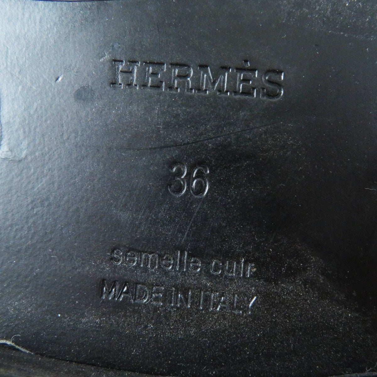 HERMES loafers leather black HOT 36
