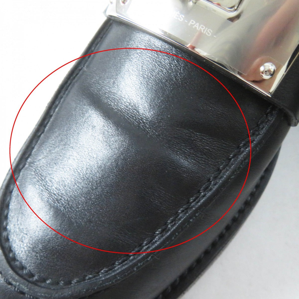 HERMES loafers leather black HOT 36