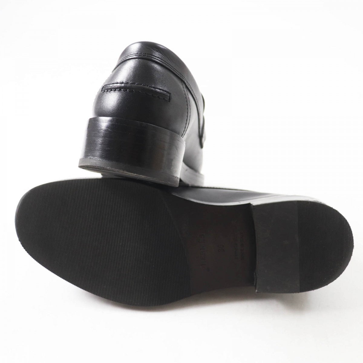 HERMES loafers leather black HOT 36