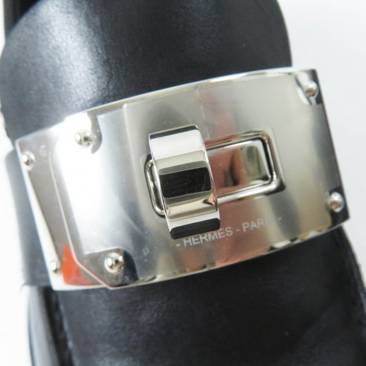 HERMES loafers leather black HOT 36