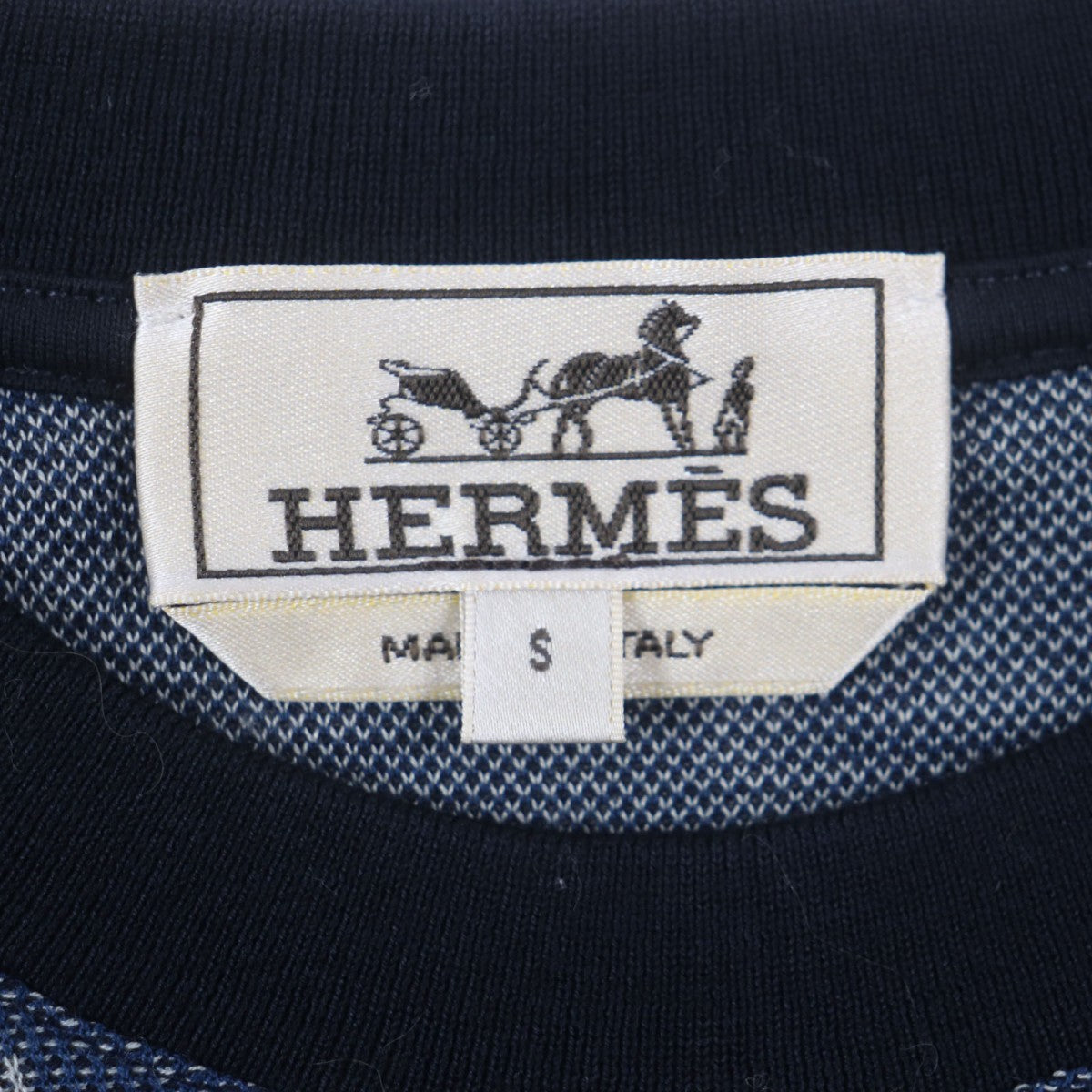 HERMES Short sleeve T-shirt cotton Navy Dance of Horses Light S