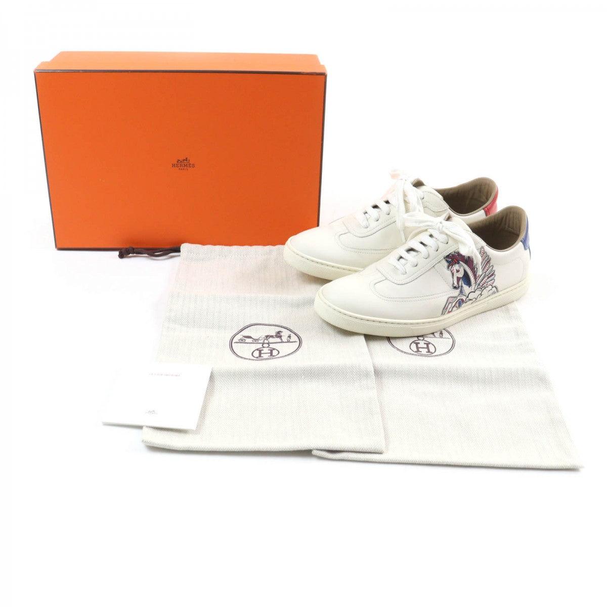 HERMES sneakers leather off white Quicker 38.5