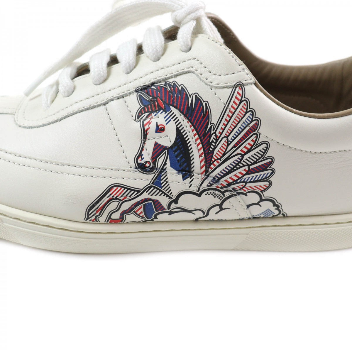 HERMES sneakers leather off white Quicker 38.5