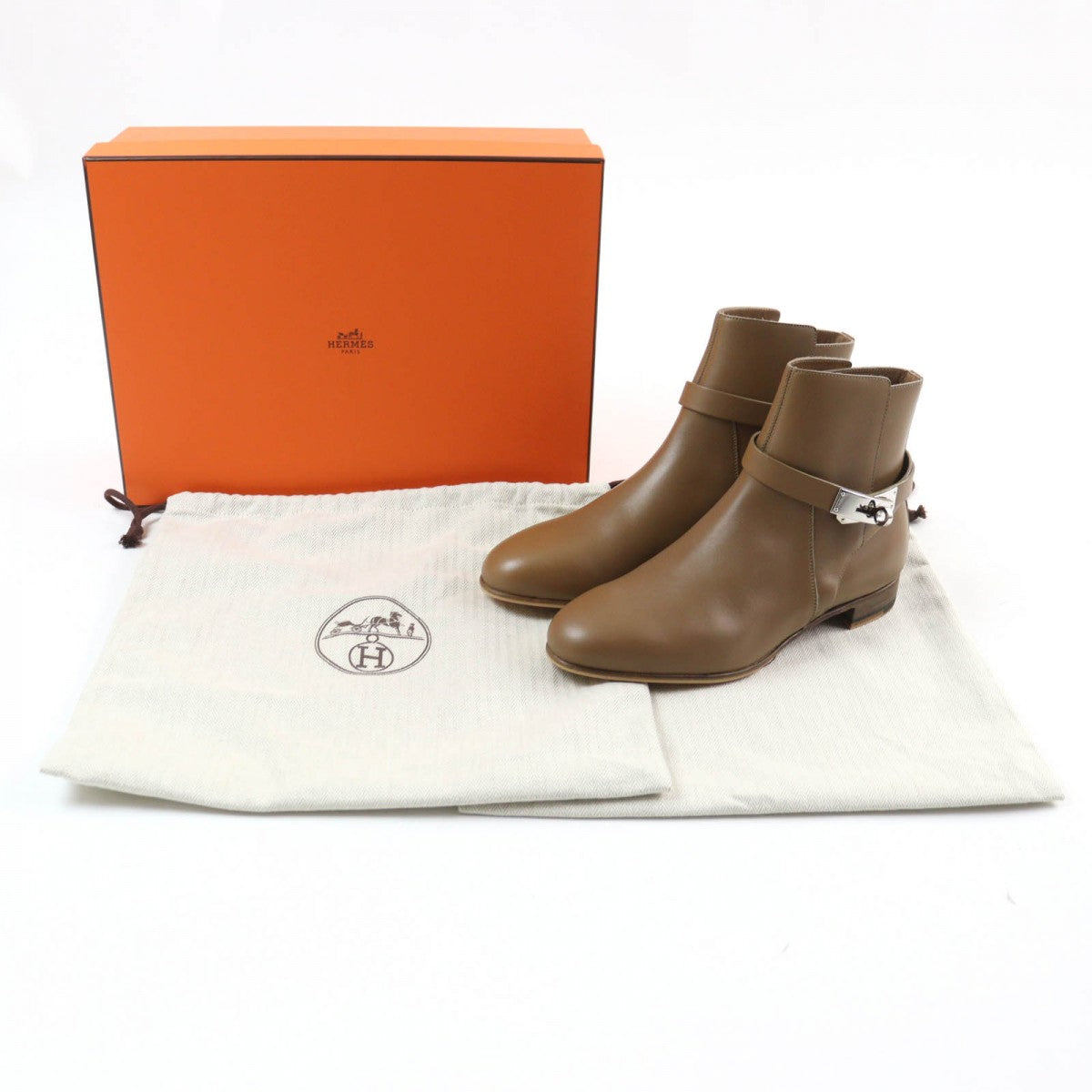 HERMES short boots leather Brown Neo 37.5