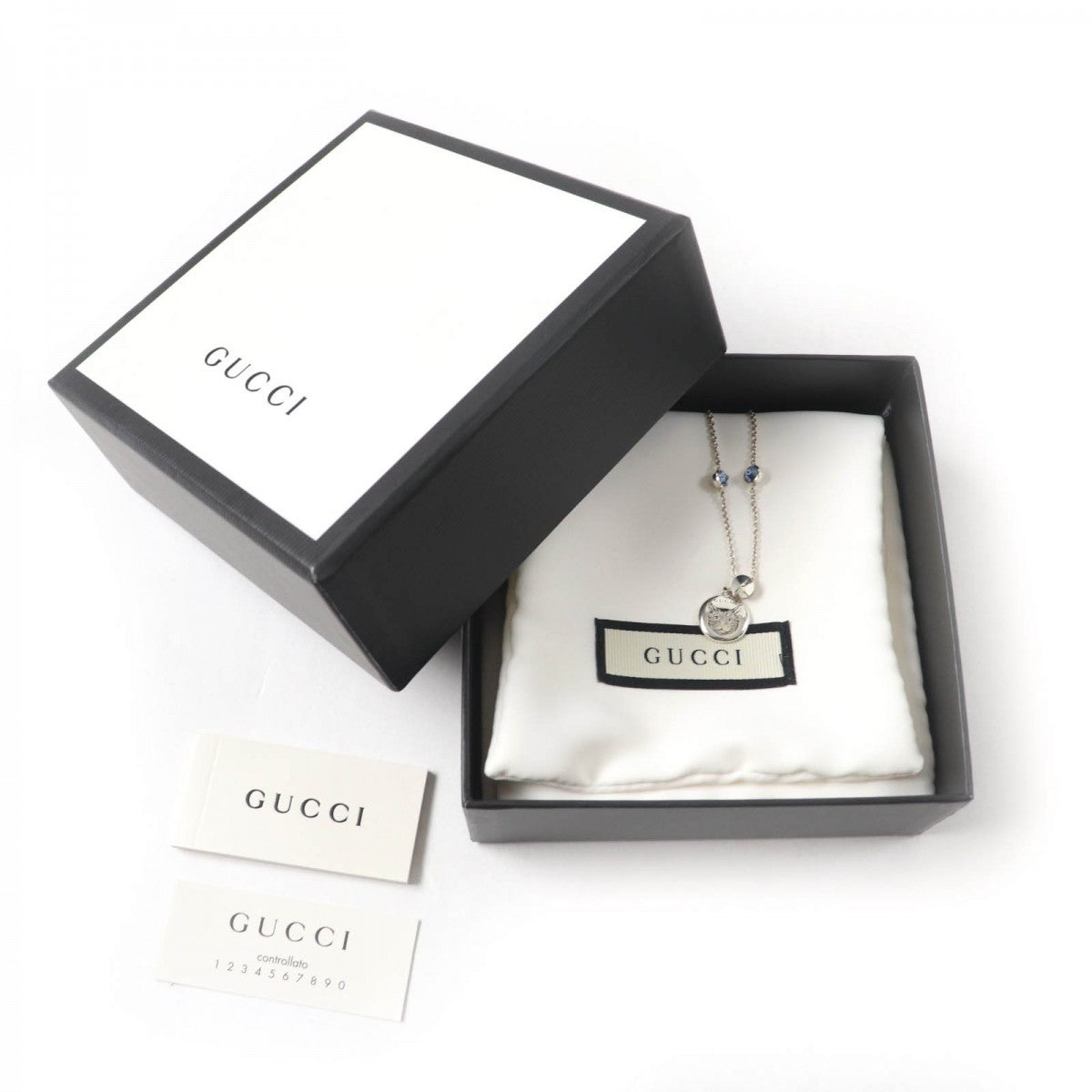 GUCCI Necklace 502170 SV925 Silver light blue Blind for Love Necklace