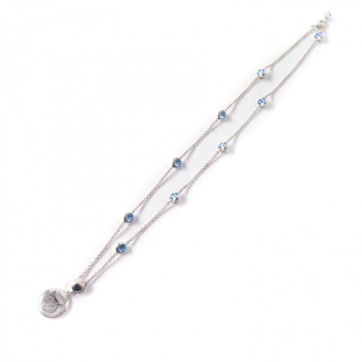 GUCCI Necklace 502170 SV925 Silver light blue Blind for Love Necklace
