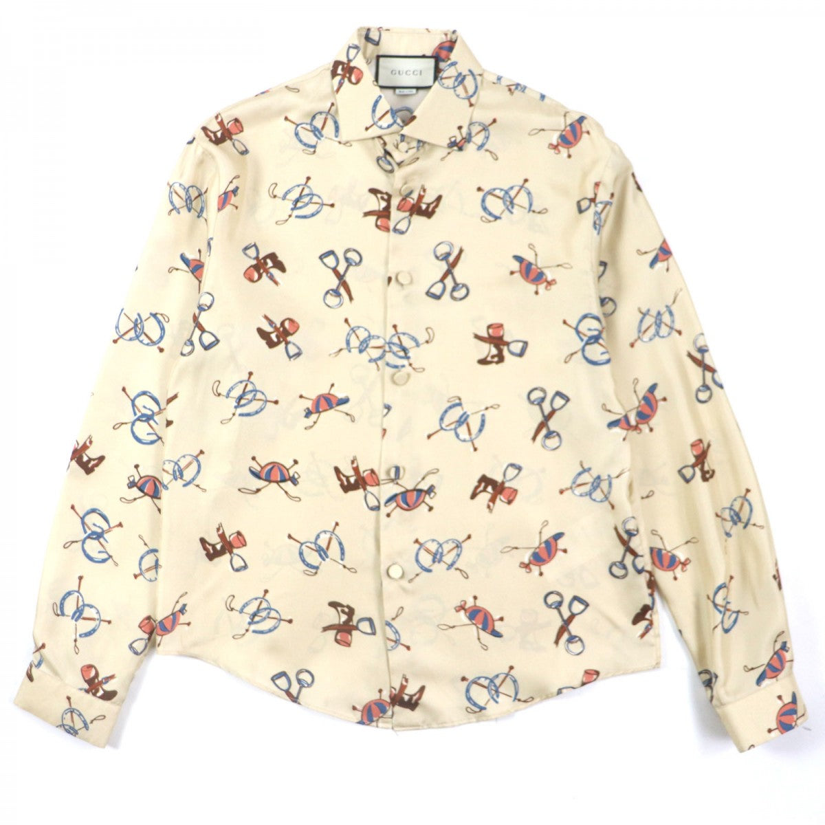 GUCCI Long sleeve shirt 586940 silk beige ZACME 50