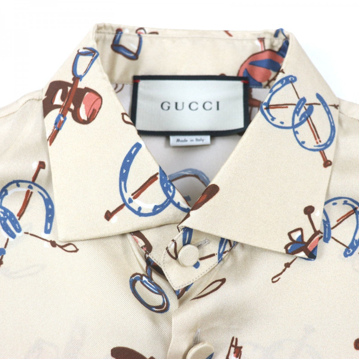 GUCCI Long sleeve shirt 586940 silk beige ZACME 50