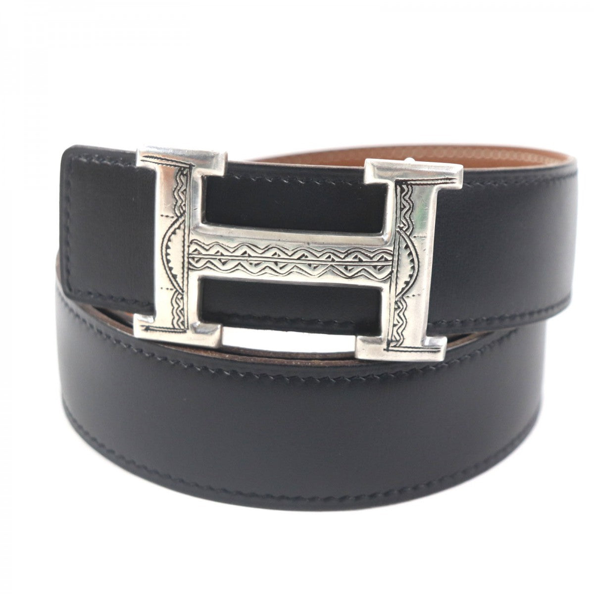 HERMES belt Box scarf Black brown
