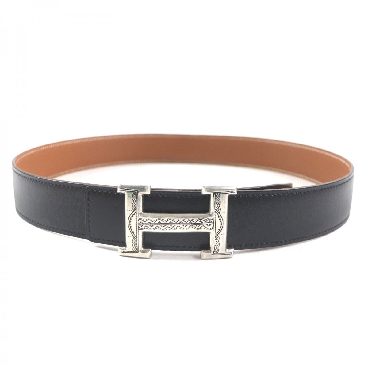 HERMES belt Box scarf Black brown