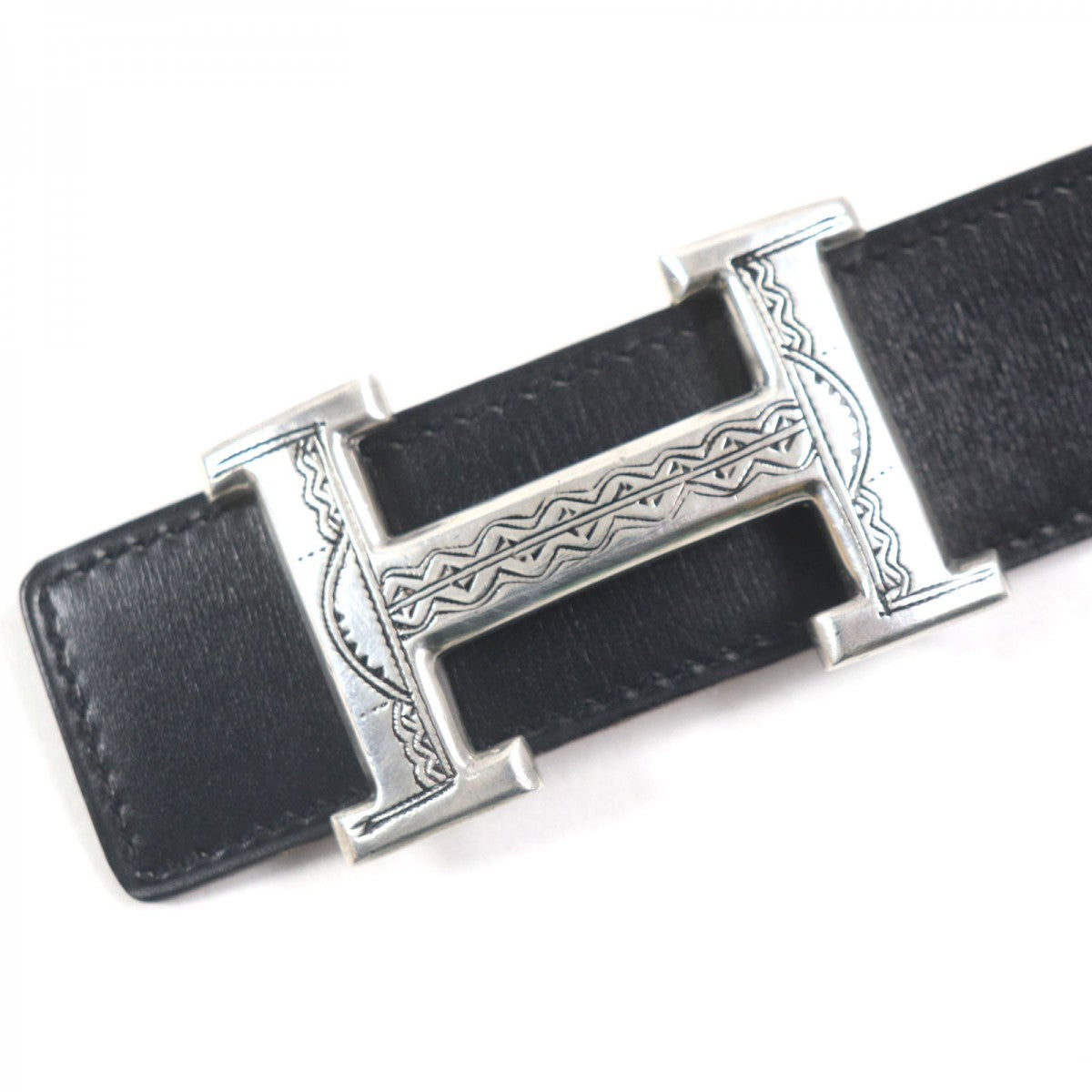 HERMES belt Box scarf Black brown