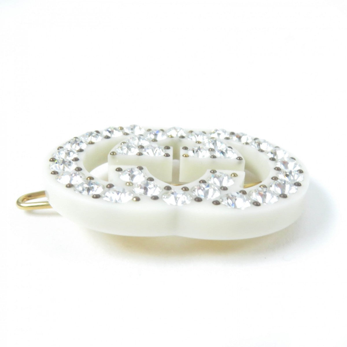 GUCCI Valletta Resin, Rhinestone, Metal Ivory With rhinestone Interlocking G