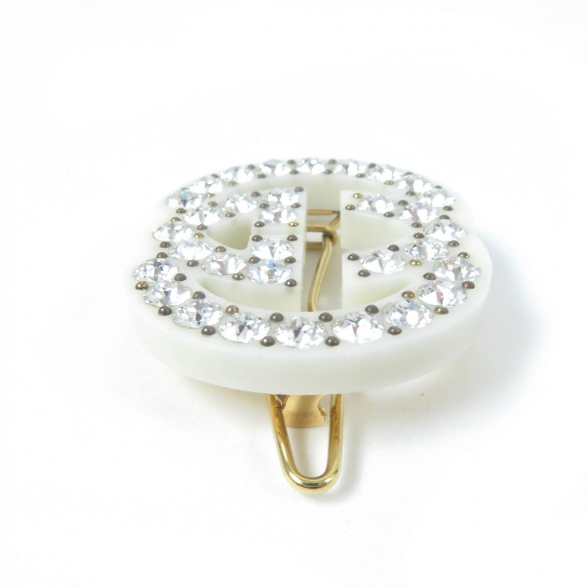 GUCCI Valletta Resin, Rhinestone, Metal Ivory With rhinestone Interlocking G