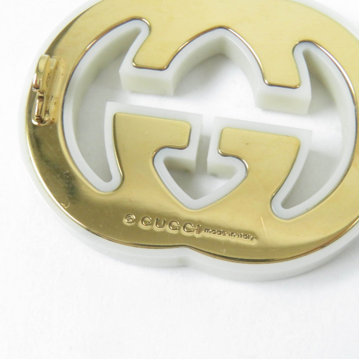 GUCCI Valletta Resin, Rhinestone, Metal Ivory With rhinestone Interlocking G