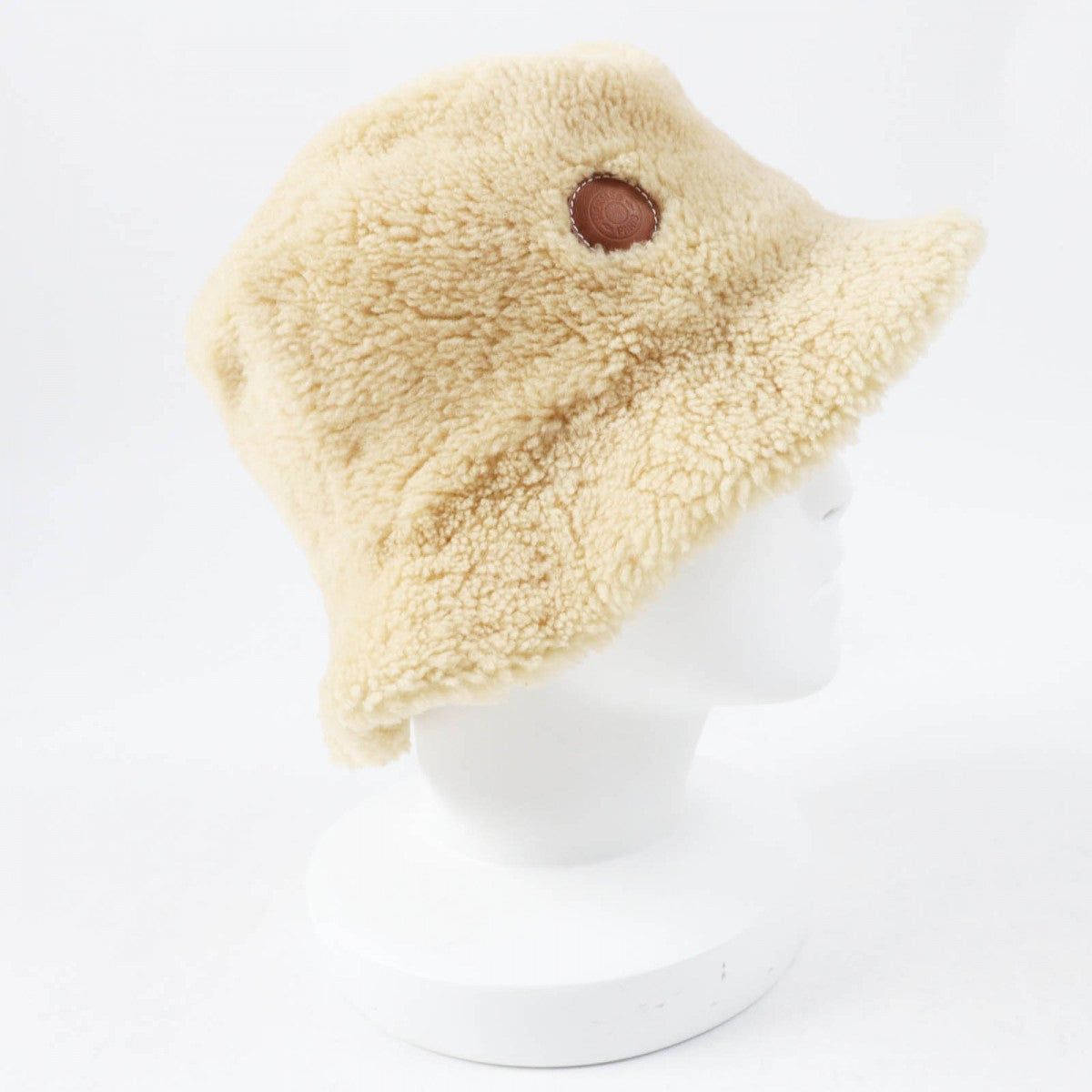 HERMES hat Sheep leather beige Fove 57