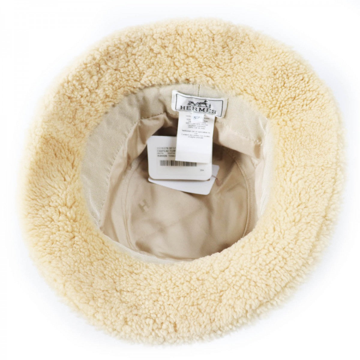 HERMES hat Sheep leather beige Fove 57