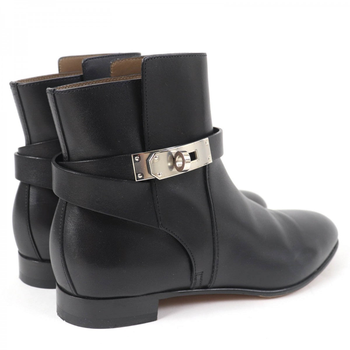 HERMES short boots leather black Neo 36.5