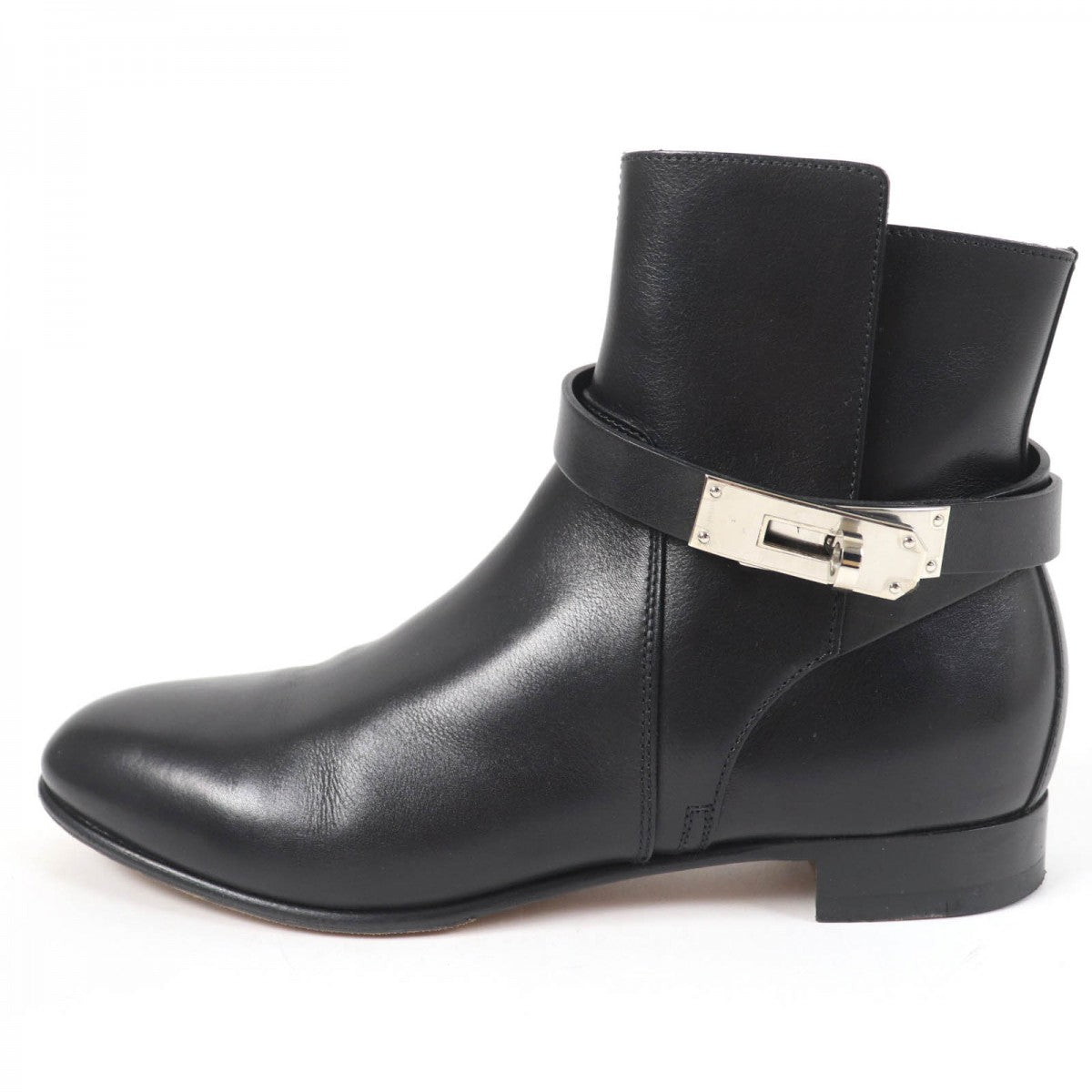 HERMES short boots leather black Neo 36.5
