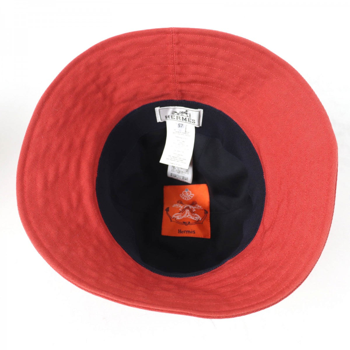 HERMES hat cotton Orange type 57