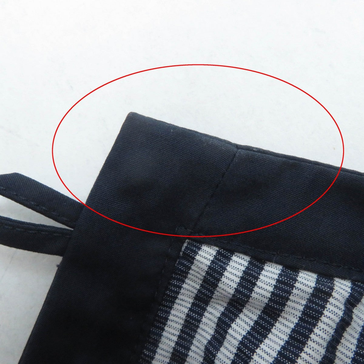 HERMES one piece cotton Navy white 34