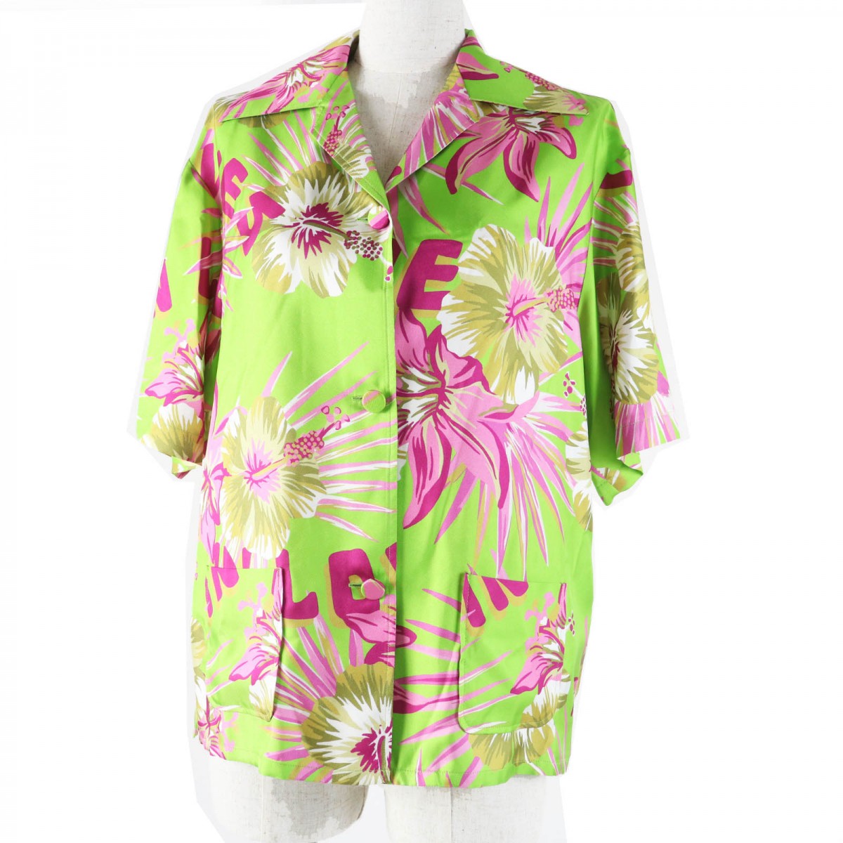 GUCCI Short sleeve shirt 694890 silk Light green pink type 38