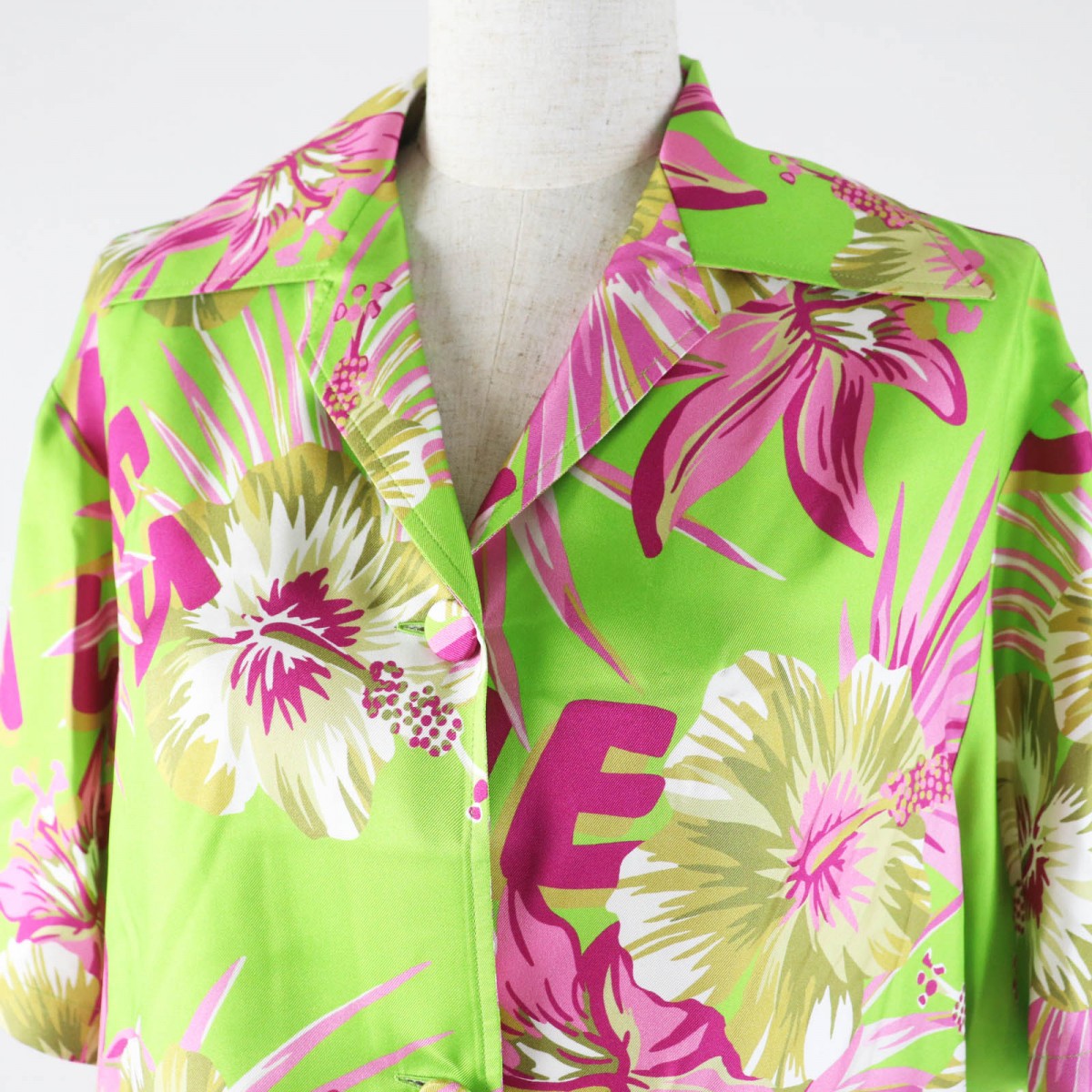 GUCCI Short sleeve shirt 694890 silk Light green pink type 38