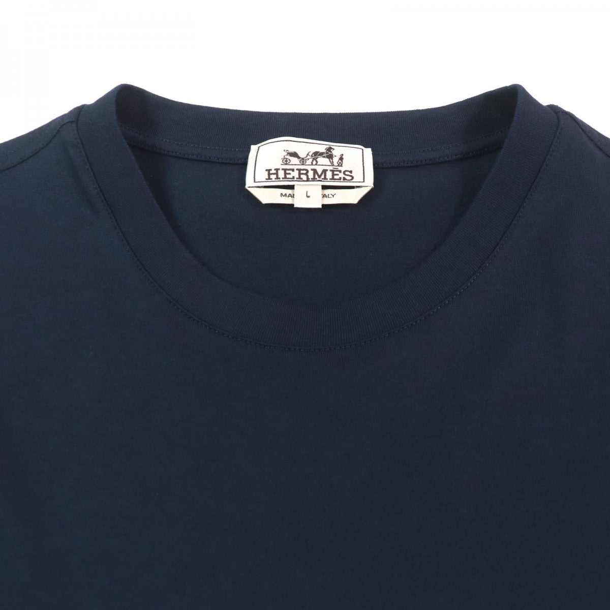 HERMES Short sleeve T-shirt cotton Navy caval card L