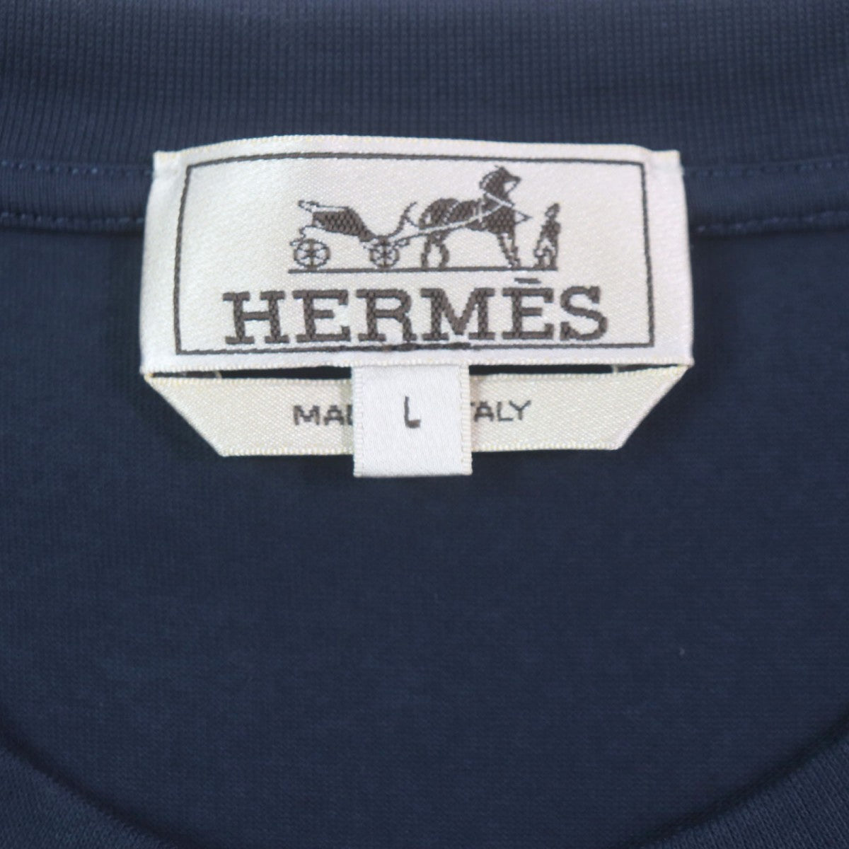 HERMES Short sleeve T-shirt cotton Navy caval card L