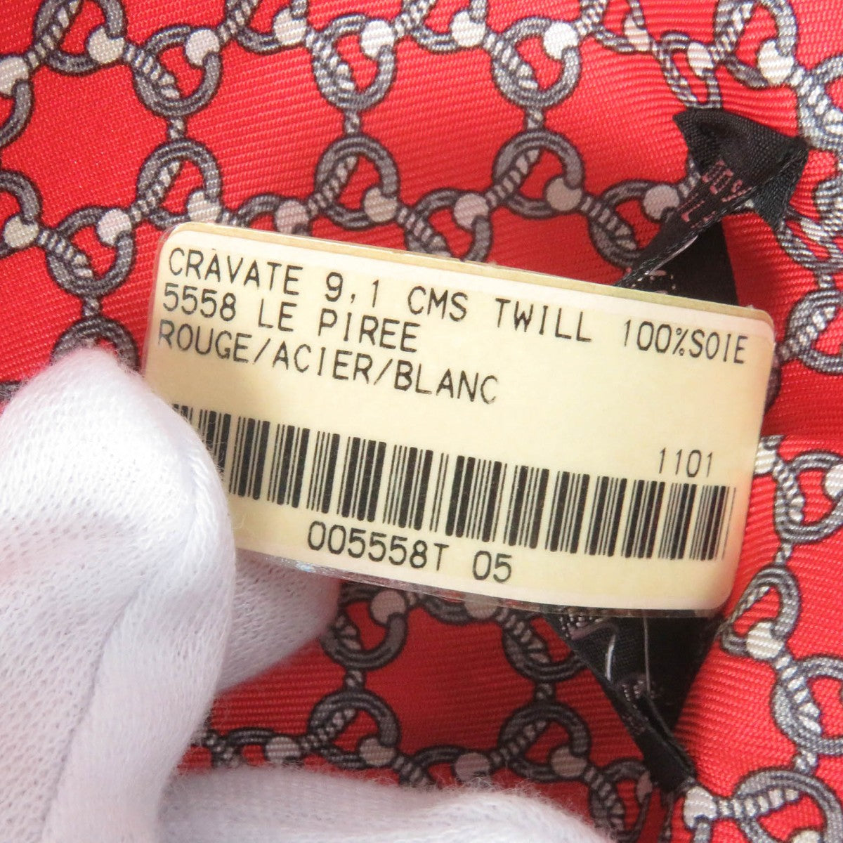 HERMES tie 5558MA silk Rouge
