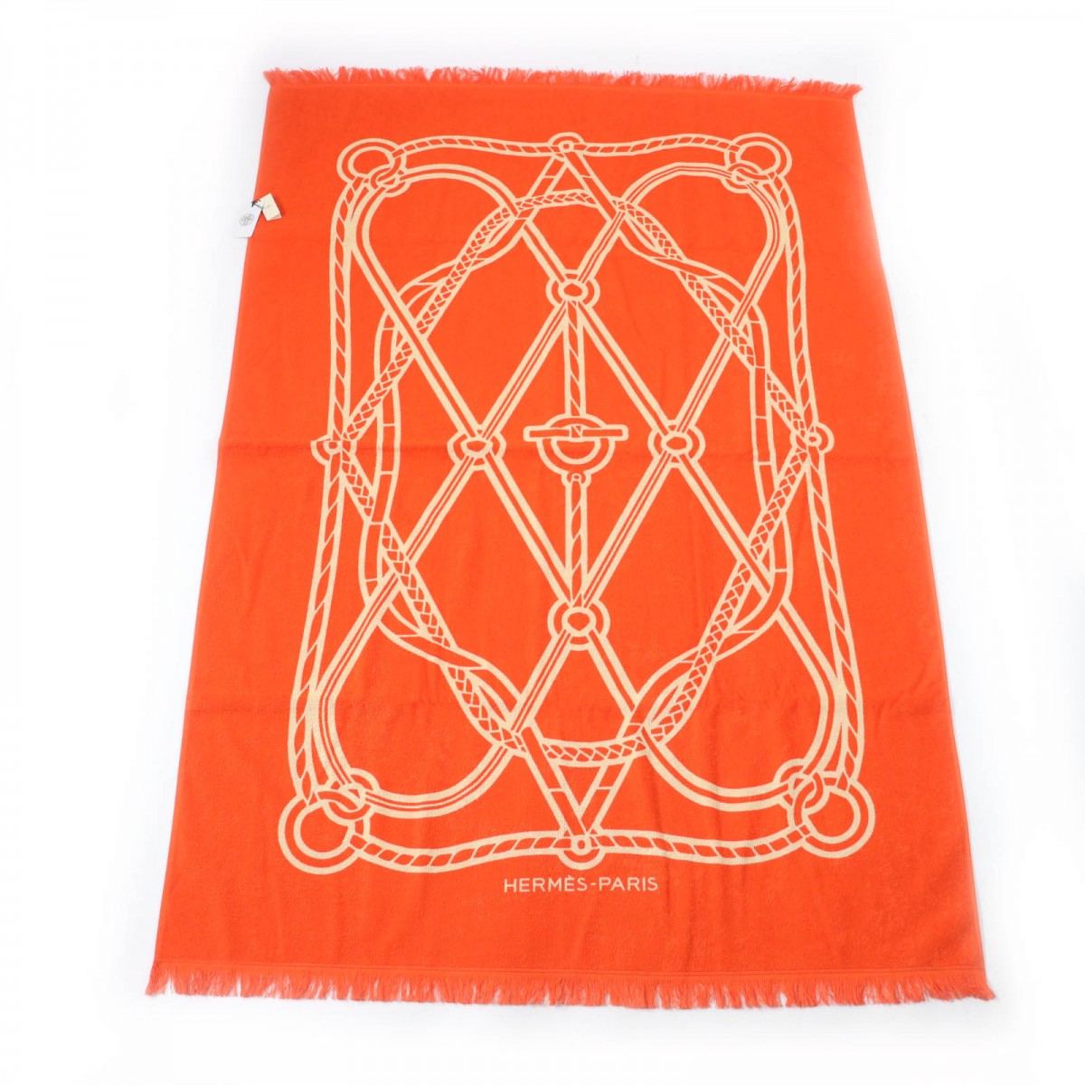 HERMES towel cotton Orange Yachting Tatoo Tressages Marins