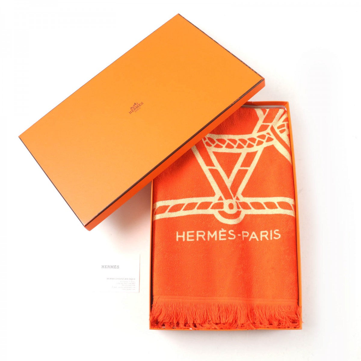 HERMES towel cotton Orange Yachting Tatoo Tressages Marins