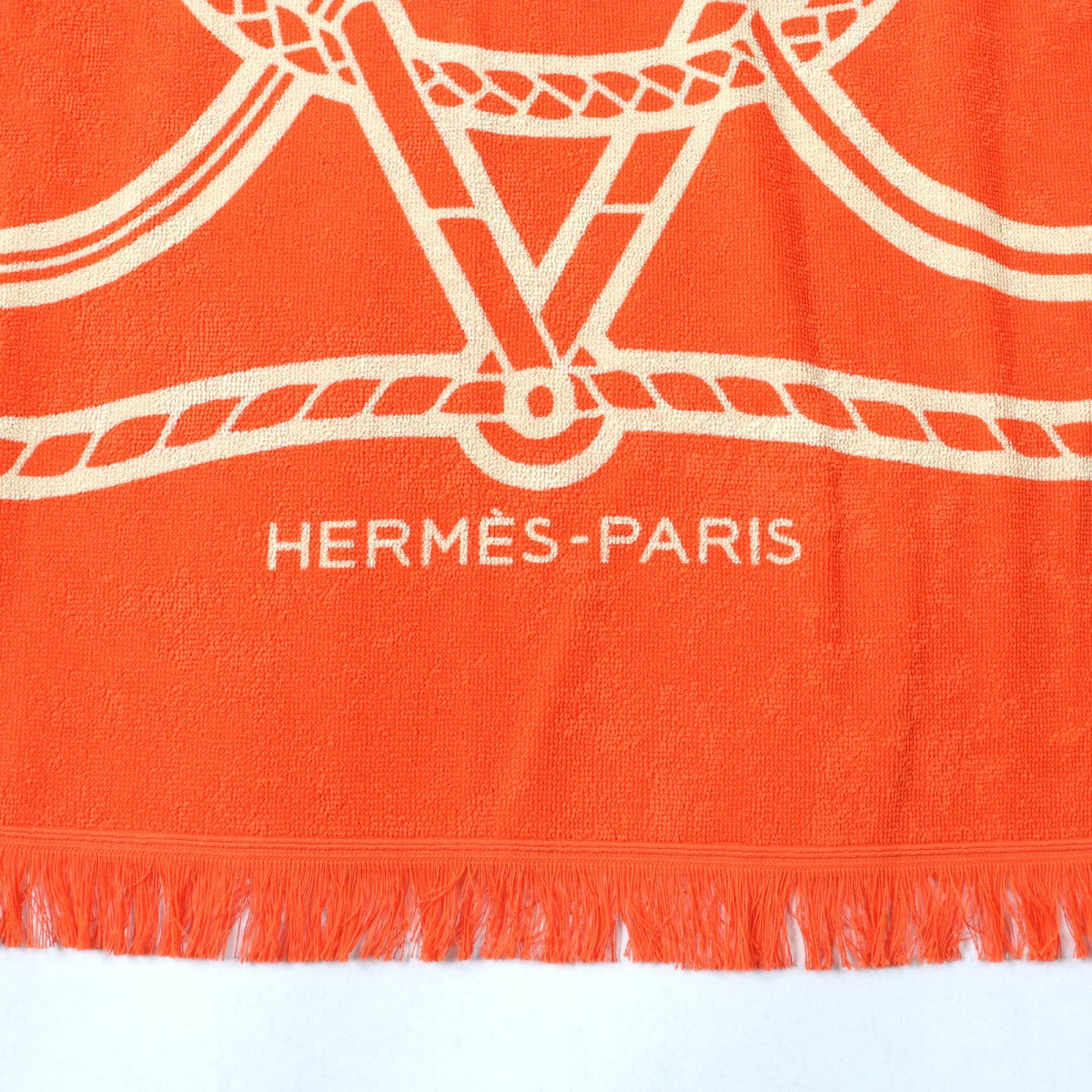 HERMES towel cotton Orange Yachting Tatoo Tressages Marins