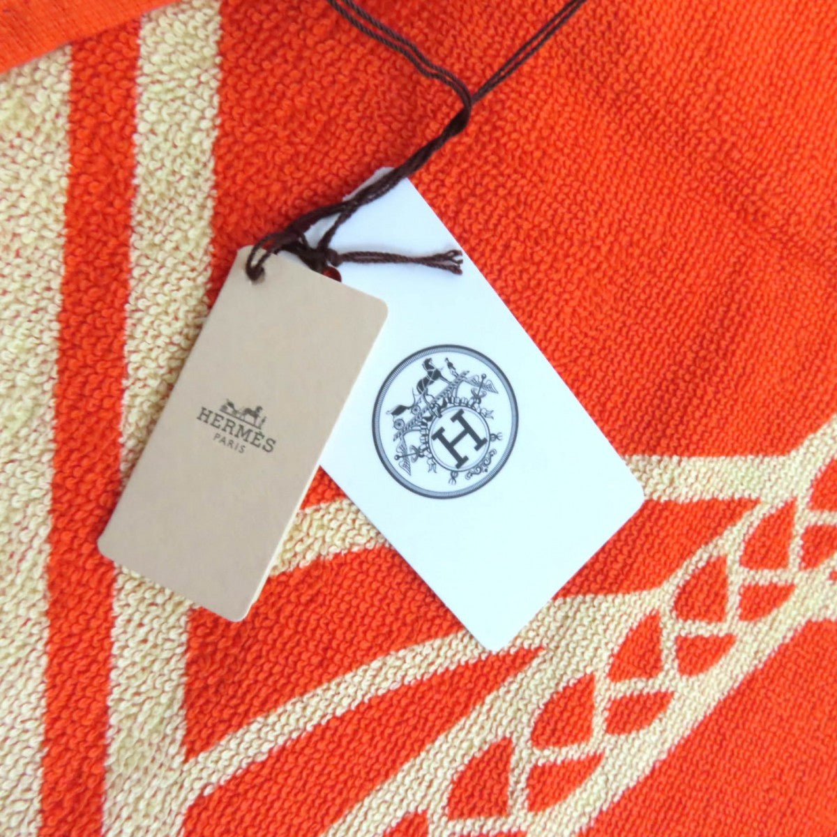 HERMES towel cotton Orange Yachting Tatoo Tressages Marins