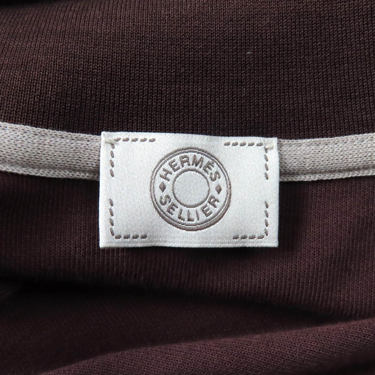 HERMES Short sleeve polo shirt cotton Brown L