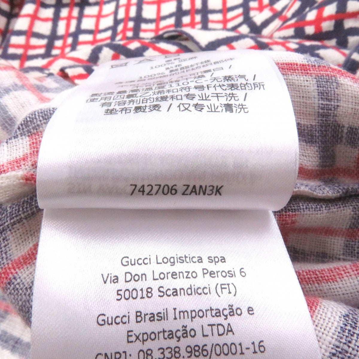 GUCCI Short sleeve shirt 742706 linen Red navy 48