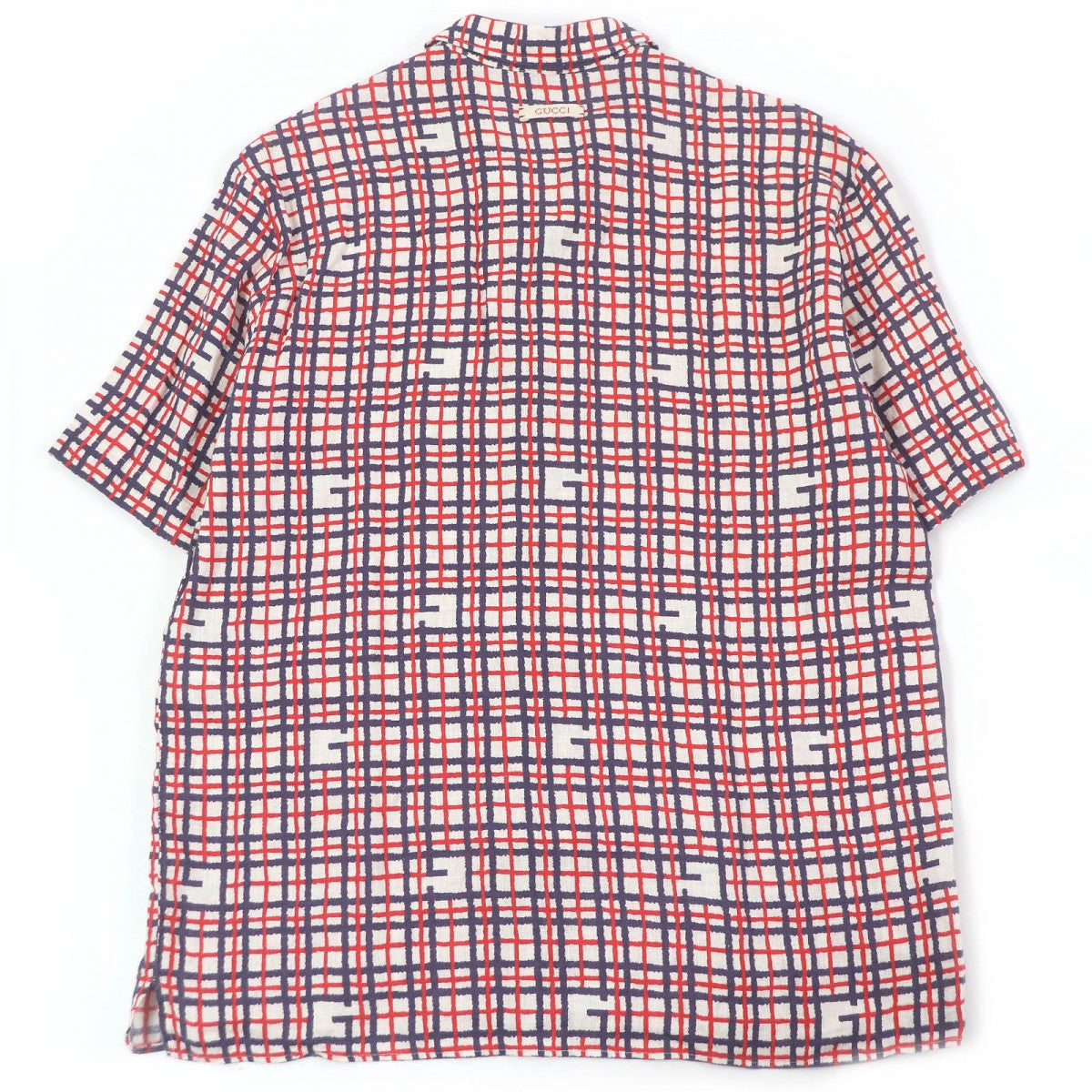 GUCCI Short sleeve shirt 742706 linen Red navy 48