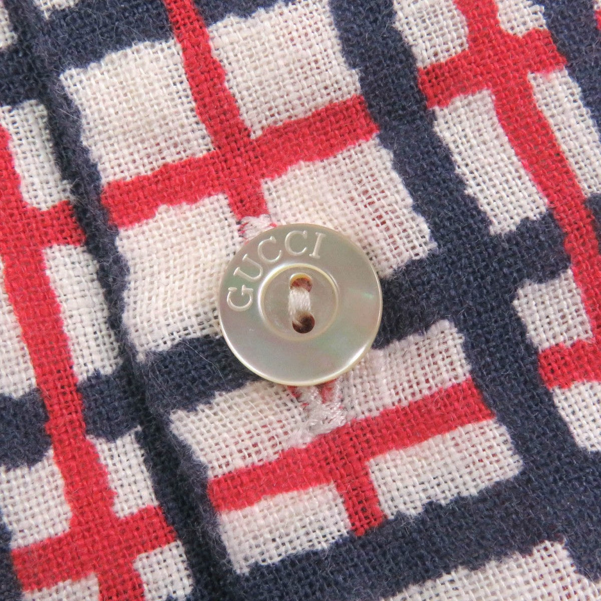 GUCCI Short sleeve shirt 742706 linen Red navy 48