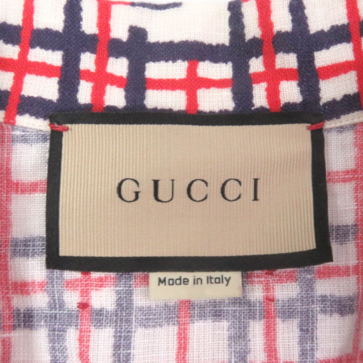 GUCCI Short sleeve shirt 742706 linen Red navy 48