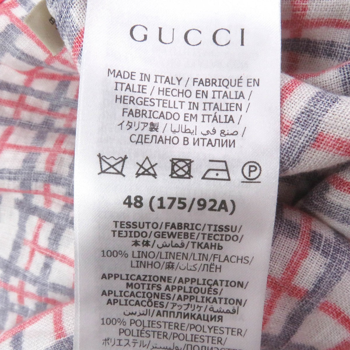 GUCCI Short sleeve shirt 742706 linen Red navy 48