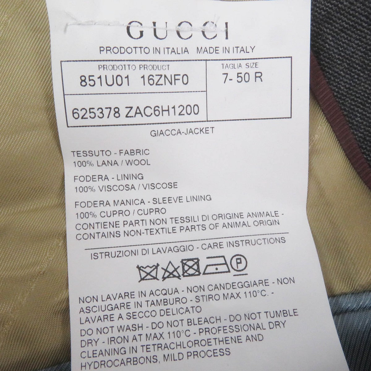 GUCCI tailored jacket 625378 wool gray 50