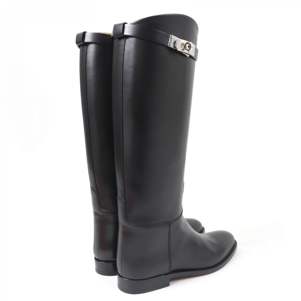 HERMES Knee-high boots leather black 37