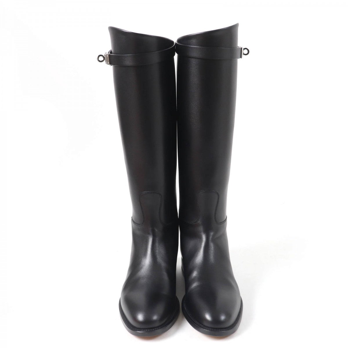 HERMES Knee-high boots leather black 37