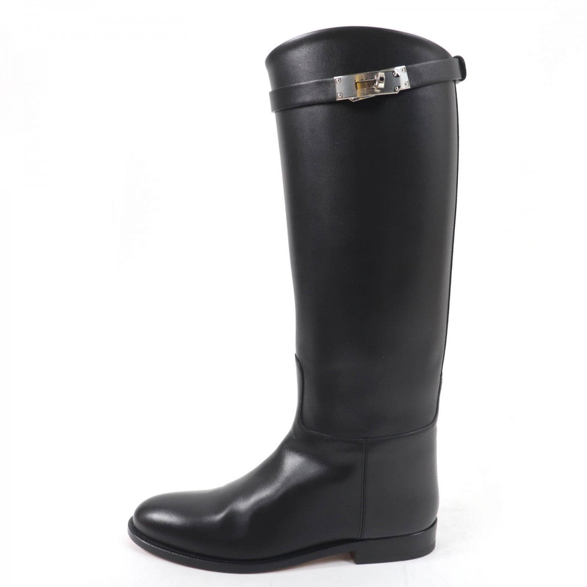 HERMES Knee-high boots leather black 37