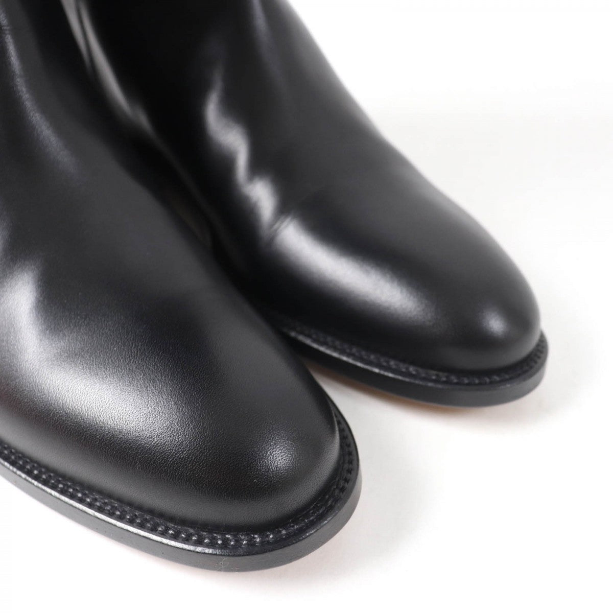 HERMES Knee-high boots leather black 37