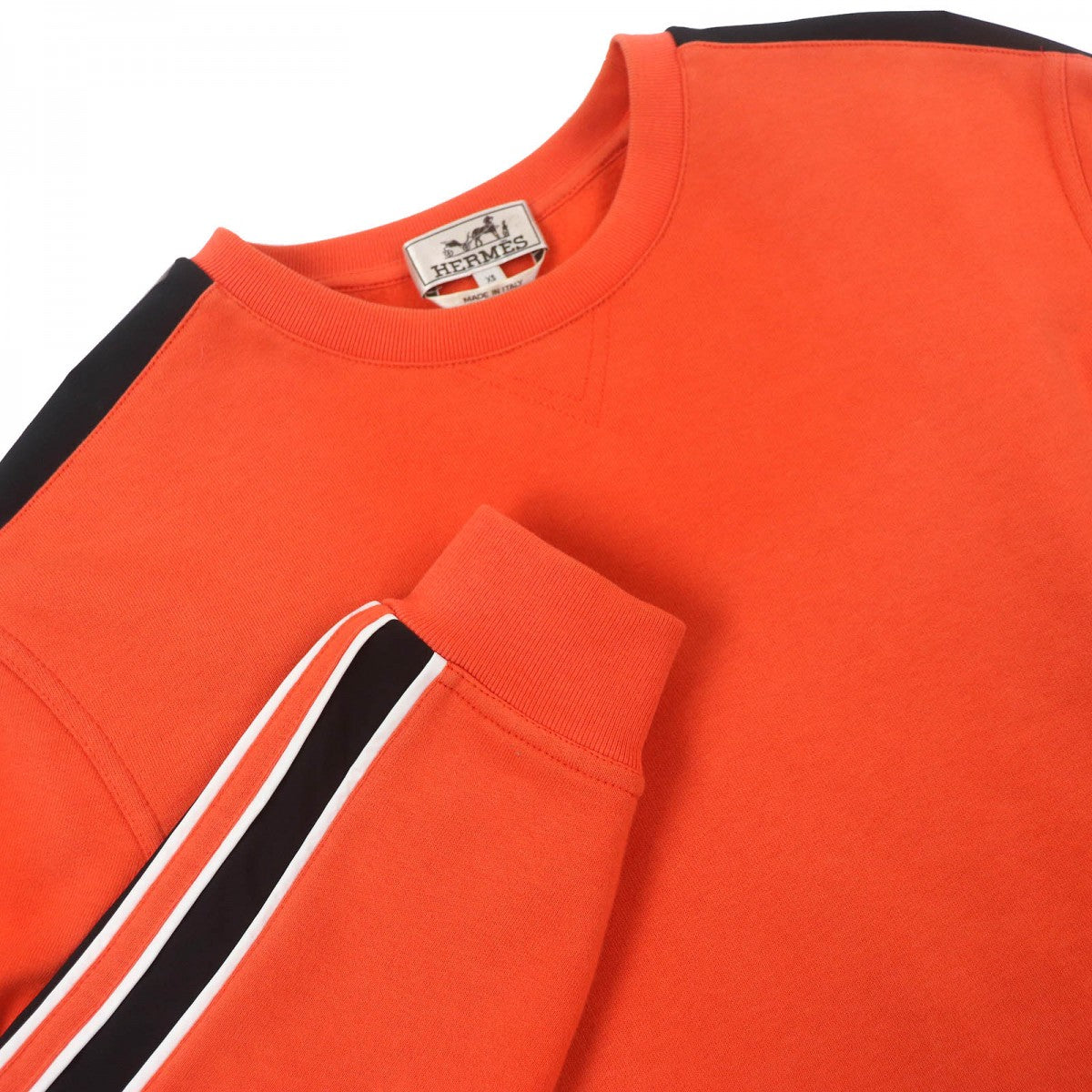 HERMES sweat cotton Orange black white Run H XS