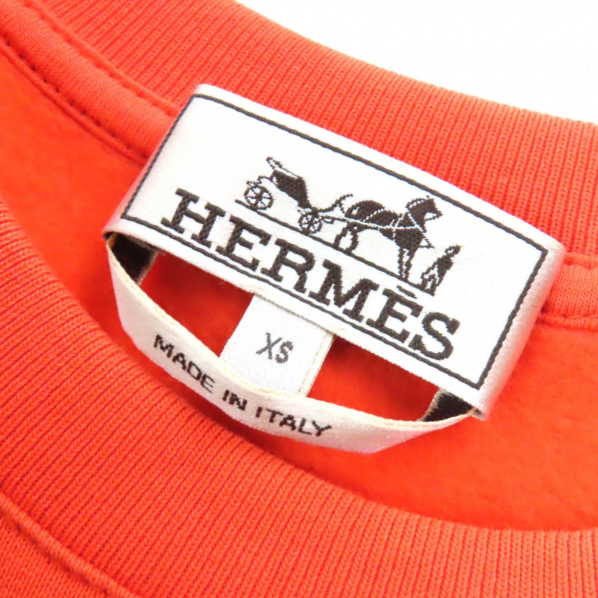 HERMES sweat cotton Orange black white Run H XS