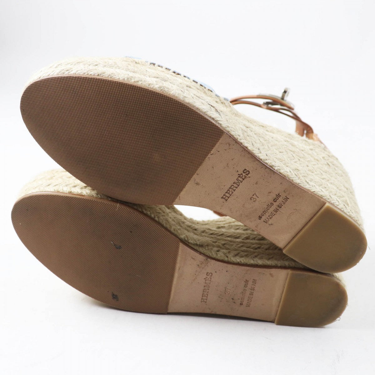 HERMES Sandals denim Light Blue Natural TIVOLI 37