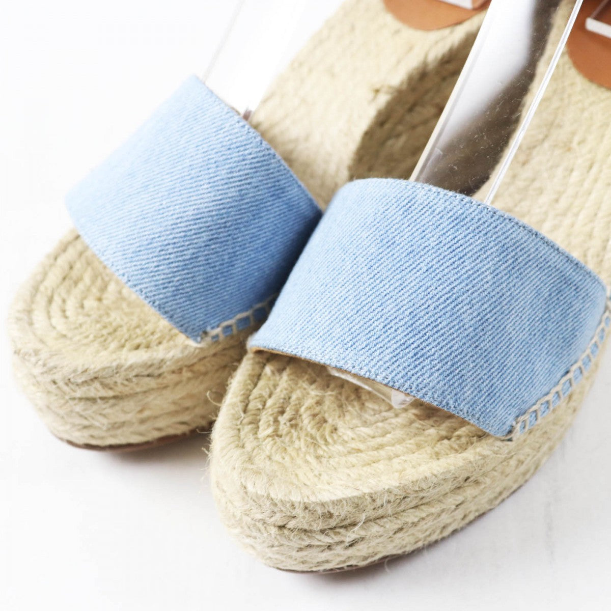 HERMES Sandals denim Light Blue Natural TIVOLI 37