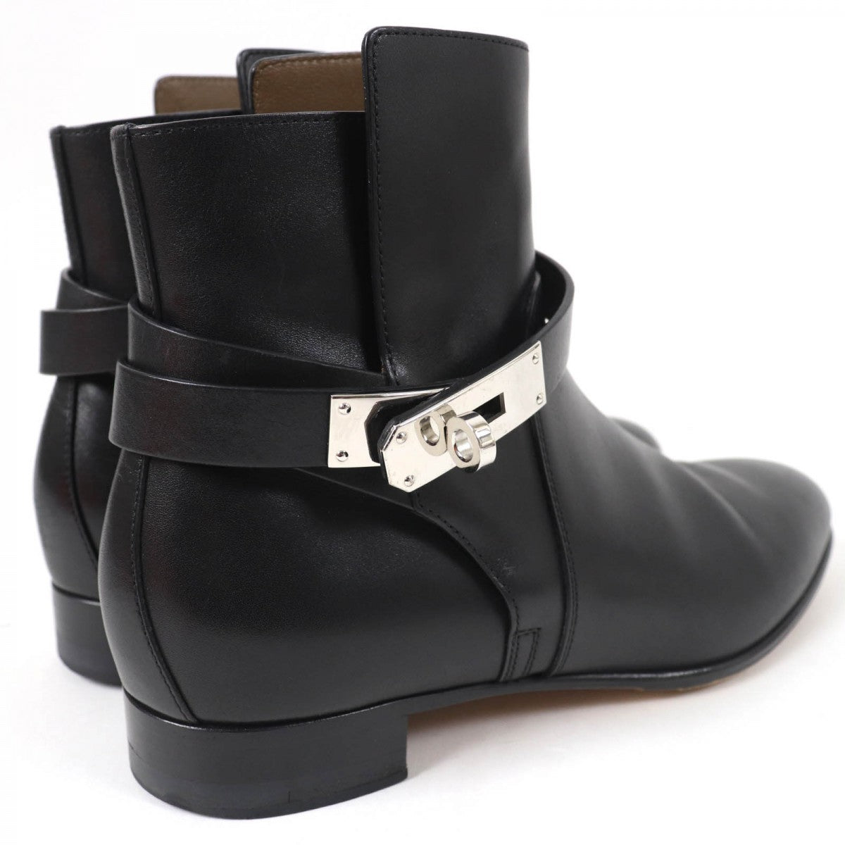 HERMES short boots leather black Neo 36.5
