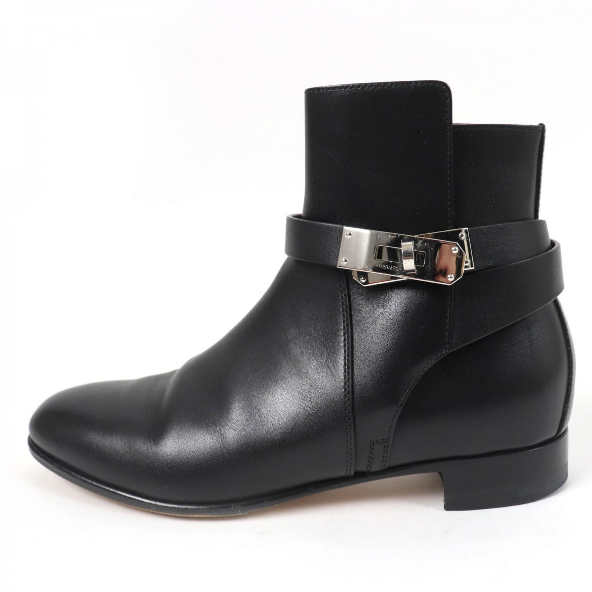 HERMES short boots leather black Neo 36.5